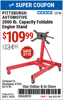 2000 lbs. Capacity Foldable Engine Stand