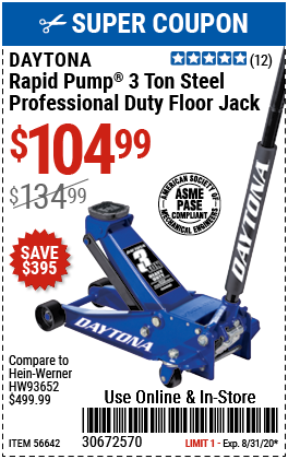 3 Ton Professional Rapid Pump® Floor Jack - Blue
