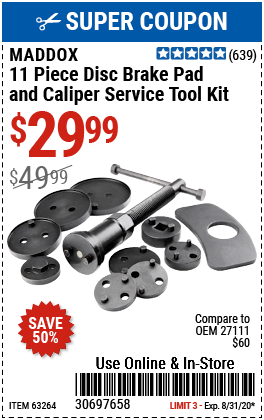 Disc Brake Pad and Caliper Service Tool Kit 11 Pc.