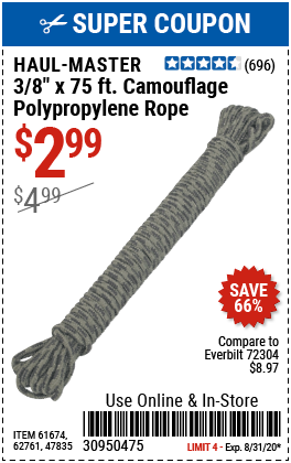 3/8 in. x 75 ft. Camouflage Polypropylene Rope