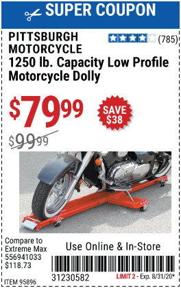 1250 lb. Capacity Low Profile Motorcycle Dolly