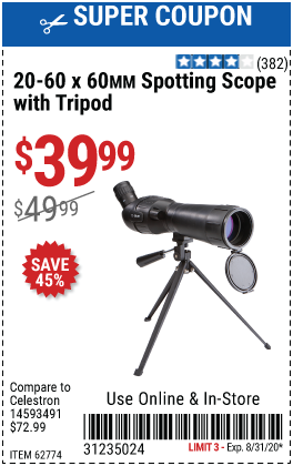 20-60 x 60mm Spotting Scope with Tripod