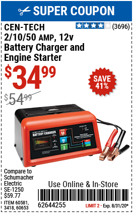 10/2/50A 12v Manual Charger With Engine Start