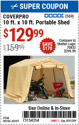 10 ft. x 10 ft. Portable Shed