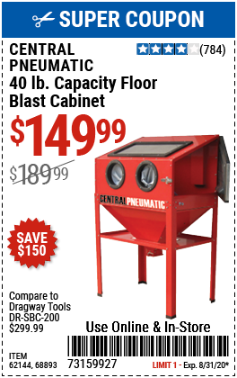40 Lb. Capacity Floor Blast Cabinet