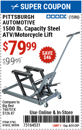 1500 lb. Steel ATV/Motorcycle Lift