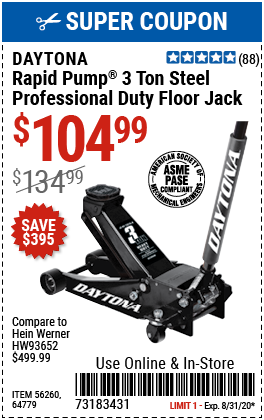 3 ton Professional Rapid Pump® Floor Jack - Black