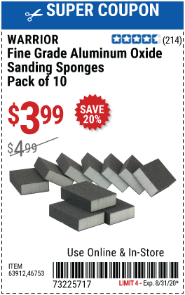 Aluminum Oxide Sanding Sponges - Fine Grade, 10 Pk.