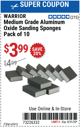 Aluminum Oxide Sanding Sponges - Medium Grade, 10 Pk.