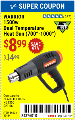Dual Temperature Heat Gun, 1500 Watt