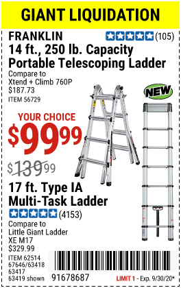 Buy YC Ladder sku 63419 or 56729 @ new price