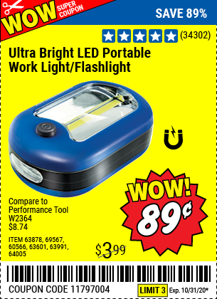 Ultra Bright LED Portable Worklight/Flashlight