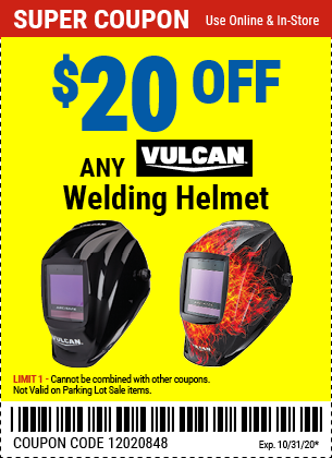 $20 off Any Vulcan Welding Helmet (2 skus)