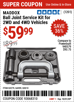 Ball Joint Service Kit for 2WD and 4WD Vehicles