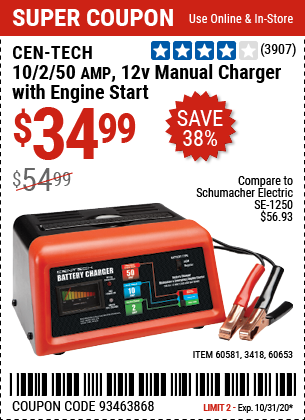10/2/50A 12v Manual Charger With Engine Start