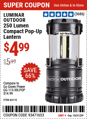 250 Lumen Compact Pop-Up Lantern