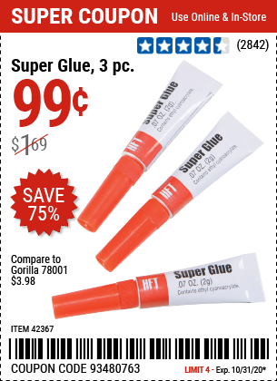 Super Glue, 3 Pc.