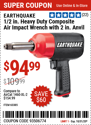 1/2 in. Heavy Duty Composite Air Impact Wrench with 2 in. Anvil
