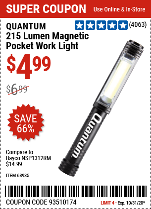 215 Lumen Magnetic Pocket Work Light