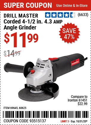 Corded 4-1/2 in. 4.3 Amp Angle Grinder