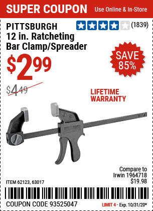 12 in. Ratcheting Bar Clamp/Spreader