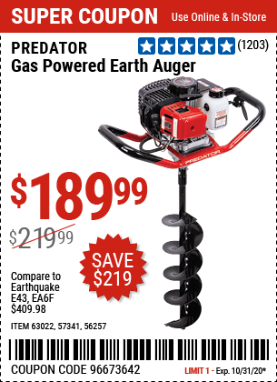 Gas Powered Earth Auger