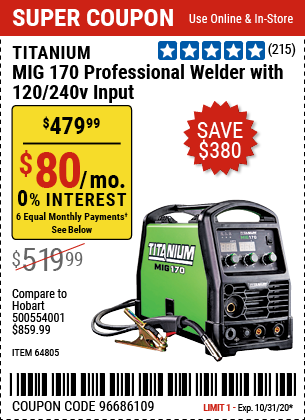 MIG 170 Professional Welder with 120/240 Volt Input