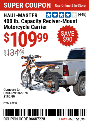 400 lb. Receiver-Mount Motorcycle Carrier