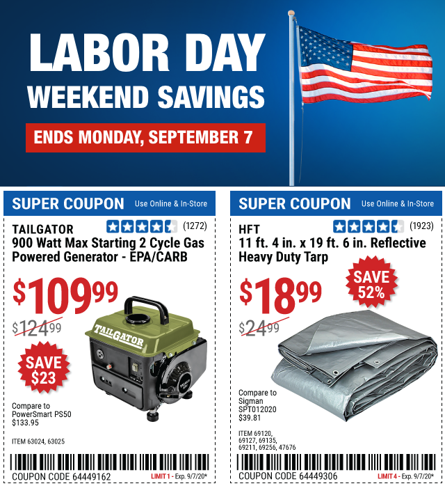 Labor Day Weekend Savings! Valid through Monday, September 7 Harbor