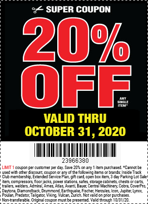 Off Any Single Item At Harbor Freight Through October 31 Harbor Freight Coupons