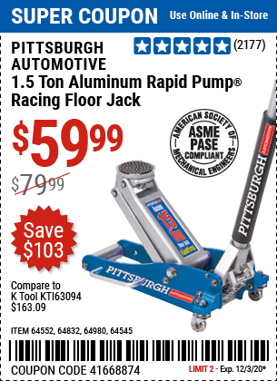 1.5 Ton Aluminum Rapid Pump® Racing Floor Jack