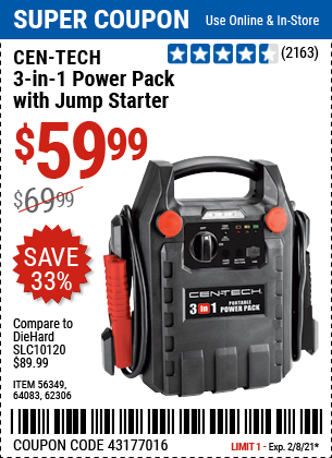 3-in-1 Power Pack with Jump Starter
