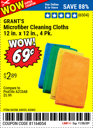 Microfiber Cleaning Cloth 12 in. x 12 in., 4 Pk.