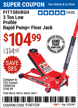 3 Ton Low Profile Rapid Pump® Floor Jack