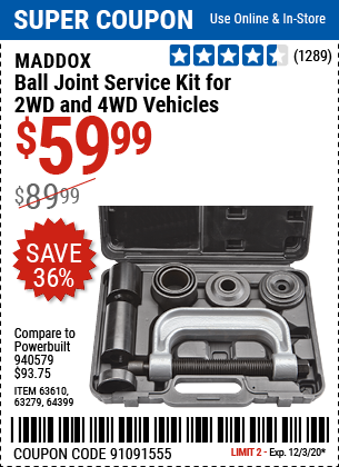 Ball Joint Service Kit for 2WD and 4WD Vehicles