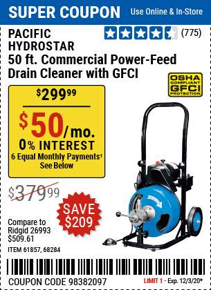 25 ft. Drain Cleaner With Drill Attachment for $12.99 – Harbor Freight  Coupons