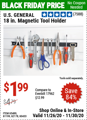 U.S. GENERAL 18 in. Magnetic Tool Holder for $1.99 – Harbor Freight Coupons