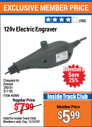 120 Volt Electric Engraver for $5.99 – Harbor Freight Coupons