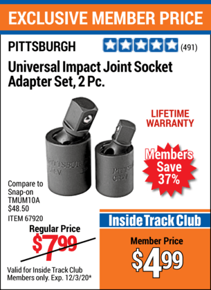 Pittsburgh Universal Impact Joint Socket Adapter Set2 Pc For 4 99 Harbor Freight Coupons