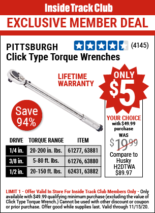 3/8 In. Drive Click Type Torque Wrench