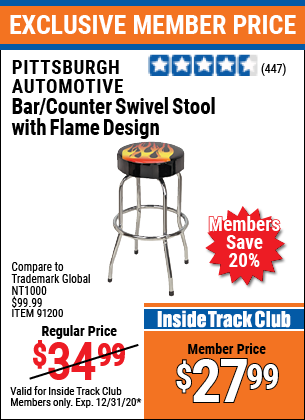 Pittsburgh Automotive Bar Counter, Flame Bar Stools