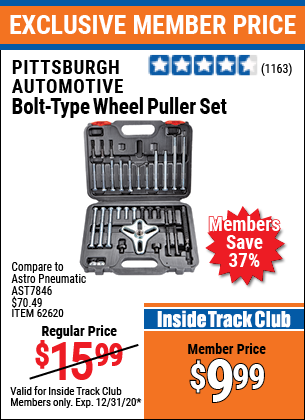 PITTSBURGH AUTOMOTIVE Bolt-Type Wheel Puller Set for $9.99 – Harbor