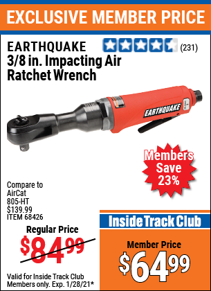 Central Pneumatic 68426 Earthquake 3/8 Pro Impacting Air Ratchet Wrench for sale online 