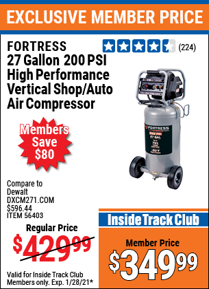 27 gallon fortress on sale air compressor