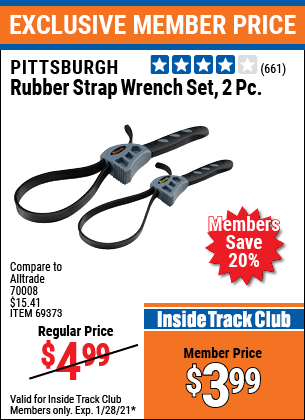PITTSBURGH Rubber Strap Wrench Set 2 Pc. for $3.99 – Harbor Freight Coupons