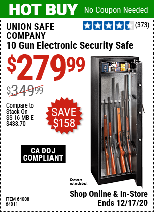 UNION SAFE COMPANY 10 Gun Electronic Security Safe for $279.99 – Harbor ...