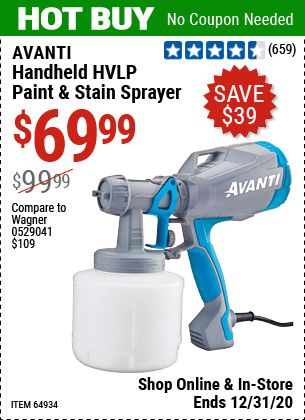 AVANTI Handheld HVLP Paint & Stain Sprayer for $69.99 – Harbor Freight