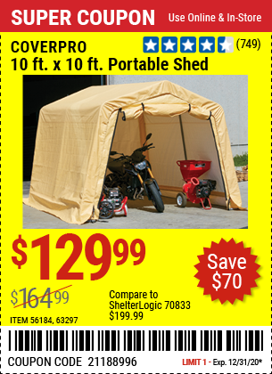 Coverpro 10 Ft X Portable Shed, Harbor Freight 10 X 20 Portable Garage