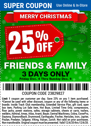 25 Off Any Single Item Now Through Sunday 12 6 Harbor Freight Coupons