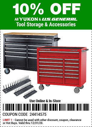 Us general 72 on sale tool box coupon